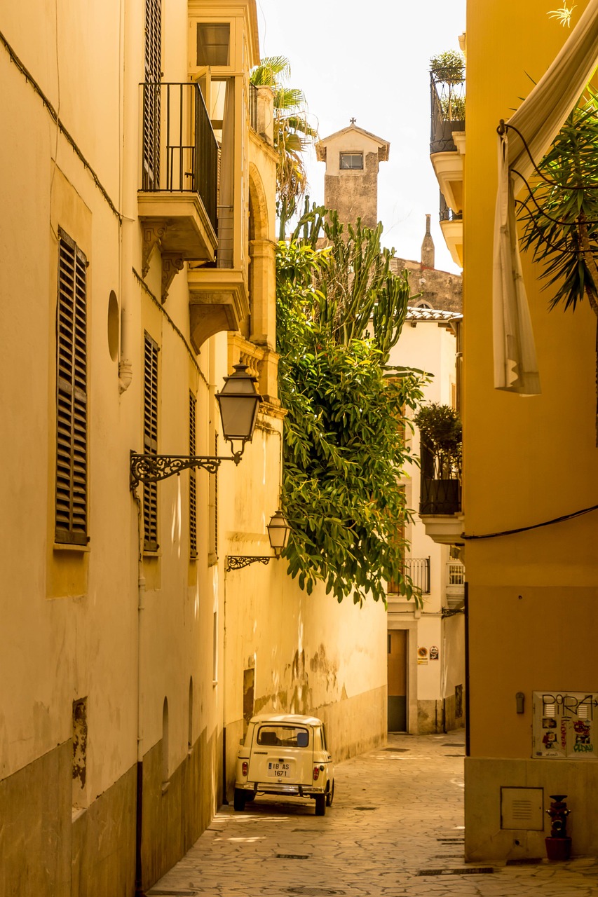 Quiet street in Palma Old Town in Mallorca