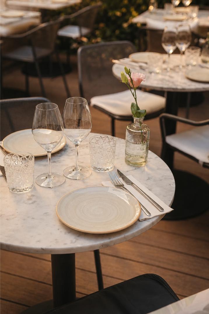 An intimate table prepared for dinner at Viu Restaurant in Palma